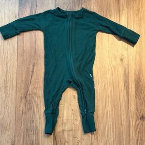 Little Sleepies Ribbed emerald Kids One-Piece Zipper Romper